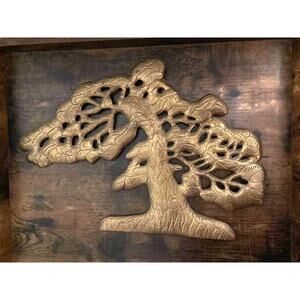 Mid Century BRASS Bonsai Tree - Made in India - Vintage Tree of Life Hanging